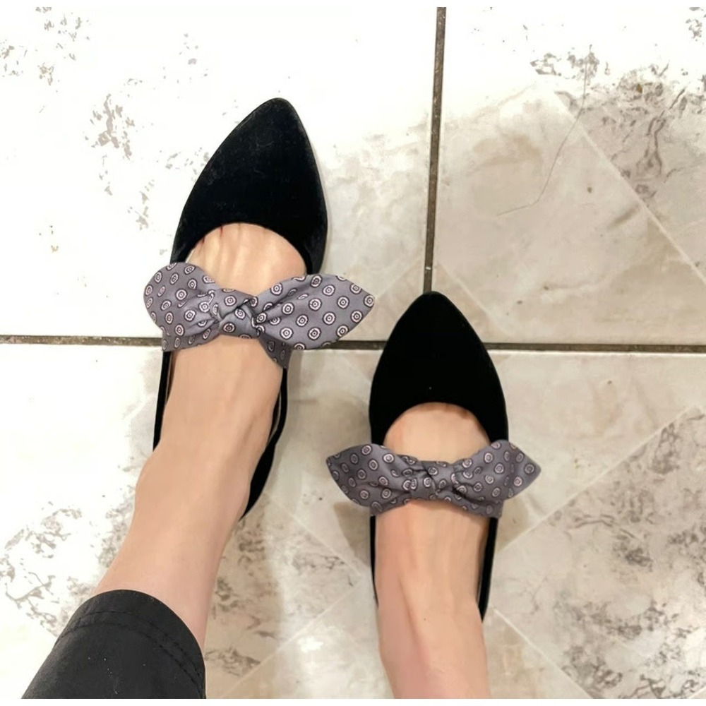 1901 Womens Hamilton Velvet Bow Flats Shoes Size 8 Pointed Toe Soft Girl Preppy